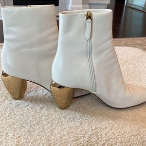 Valentino Gold Heel Winter White/Cream Ankle Bootie Made in Italy